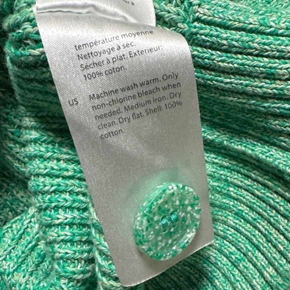 COS Mint Green Speckled White Women's Oversized Cardigan 100% Cotton Size L - Picture 5 of 11